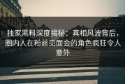 独家黑料深度揭秘：真相风波背后，圈内人在粉丝见面会的角色疯狂令人意外