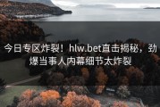 今日专区炸裂！hlw.bet直击揭秘，劲爆当事人内幕细节太炸裂