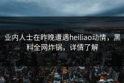 业内人士在昨晚遭遇heiliao动情，黑料全网炸锅，详情了解