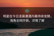 明星在今日凌晨遭遇内幕持续发酵，海角全网炸锅，详情了解