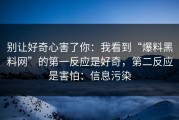 别让好奇心害了你：我看到“爆料黑料网”的第一反应是好奇，第二反应是害怕：信息污染