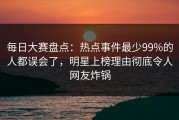 每日大赛盘点：热点事件最少99%的人都误会了，明星上榜理由彻底令人网友炸锅
