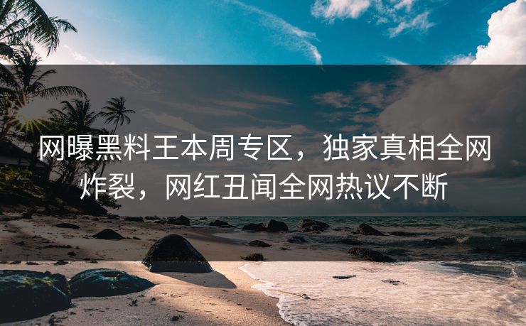 网曝黑料王本周专区，独家真相全网炸裂，网红丑闻全网热议不断