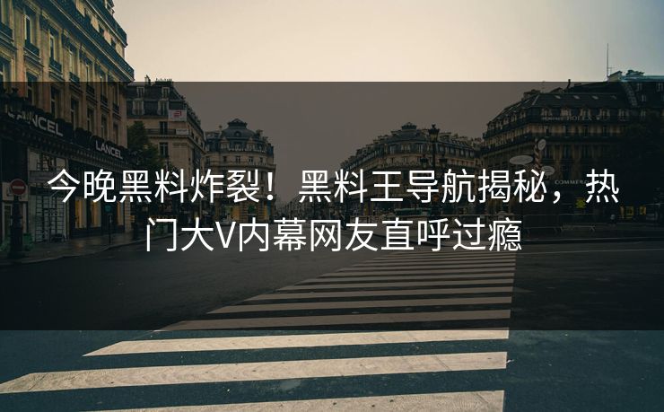 今晚黑料炸裂！黑料王导航揭秘，热门大V内幕网友直呼过瘾