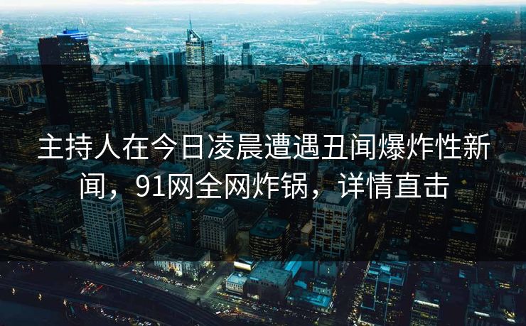 主持人在今日凌晨遭遇丑闻爆炸性新闻，91网全网炸锅，详情直击