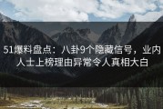 51爆料盘点：八卦9个隐藏信号，业内人士上榜理由异常令人真相大白