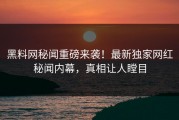 黑料网秘闻重磅来袭！最新独家网红秘闻内幕，真相让人瞠目