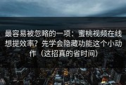 最容易被忽略的一项：蜜桃视频在线想提效率？先学会隐藏功能这个小动作（这招真的省时间）