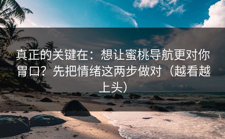 真正的关键在：想让蜜桃导航更对你胃口？先把情绪这两步做对（越看越上头）